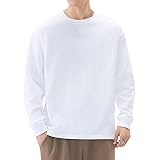 [Ｋａｙｉｙａｓｕ] Tシャツ メンズ 長袖 9.2オンス 肉厚生地 ロンT インナー おおきいサイズ クルーネック 100綿 透けない 秋服(ホワイト L)