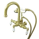 Kingston Brass CC3015T2 Vintage 3-3/8-Inch Center Wall Mount Leg Tub Filler, Polished Brass [並行輸入品]