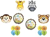 loonballoonベビーシャワージャングル動物園Safari Zebra Monkey Tiger Giraffe 14パーティーバルーンセットB