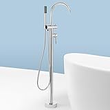 AKDY 8723 Contemporary Freestanding Floor Mount Bath Tub Filler Faucet Spout Single Handle with Hand