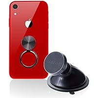 エレコム 車載 スマホホルダー マグネット式【スマホリング付き】 iPhone/Android ゲル吸盤タイプ(補助板付き) ブラック EC-SH02BK