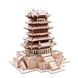 模型 3D木製パズル古代建築スマート手作りおもちゃDIYギフト ペーパークラフトキット (B)