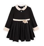 WIN 子供服 ガールズ ワンピース チュニック リボン あったか 入学式 入園式 卒業式 卒園式 キッズ 子供服 女の子 ガール ガールズ 礼服 (140cm, ブラック)