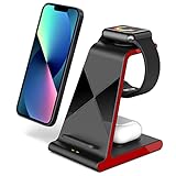 【Amazon 限定ブランド】for Apple用3 in 1ワイヤレス充電器、iPhone 15 14 13 Pro Max Mini SE XS 8Pと互換性のある3in 1ワイヤレス充電ステーション、iWatch 9 8 7 SE 6 5 4 3 21シリーズ/ Airpods2/3/AirpodsPro用多機能ワイヤレス充電器スタンド 便利な収納 スペースを最大利用 (ピンク)