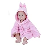 Hooyi ベビーガールピンクタオルバスローブタオル毛布 (ピンク, 0-24month)