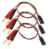 フタバスタイルレシーバープラグから4mmバナナコネクタバッテリー充電リードアダプター20awg 30cm 11.8インチシリコンケーブル 3個パック