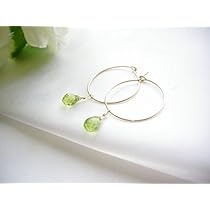 Amazon | 14kgf 使用 ペリドット フープピアス ピアス 天然石  