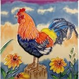 Rooster on aツリートランク装飾セラミック壁アートタイル8 x 8