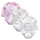 baby fruit 通年素材 ベビー服 長袖ロンパース 女の子 男の子 長袖ボディースーツ3枚セット 可愛い 三角 ピンク 85cm