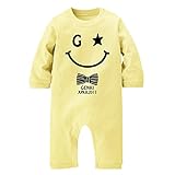 名入れ 長袖 ロンパース [LR340] 80cm ライトイエロー 出産祝い 誕生日 プレゼント おしゃれな 名前入り ベビー服
