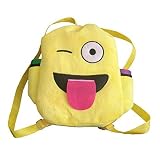 Plush Emoji Backpack, Best for Boys & Girls, Ravers, or Day Campers, Winky Face, Perfect for any kid