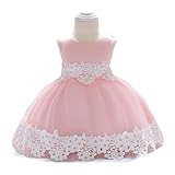 RoRykon　子供ドレス ベビードレス 花柄 ベビーデイジー 結婚式 セレモニードレス フォーマルドレス 赤ちゃん お宮参り (90cm, ピンク)