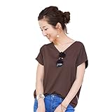 Milk tea マタニティ 授乳服 トップス コットン＆モダール・VネックTee Tシャツ ブラウン 半袖 マタニティー Tシャツ カットソー トップス ジッパー 授乳 夏 春 大きいサイズ