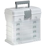 VonHaus Utility Tool Storage Box - Portable Arts Crafts Organizer Case with 4 Drawers & Adjustable D