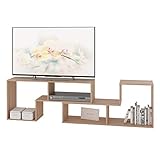 DEVAISE テレビ台 AVボード 50V対応 多機能収納 ディスプレイラック 幅110～220cm 耐荷重25kgのあるしっかり設計 レイアウト自由 地震対策 ナチュラルテイスト テレビボード 本棚 オーク