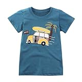 Feiscat 子供用トップス 車 ベビー服 赤ちゃん 男の子 キッズ Tシャツ ココナッツの木 プリント1PC Tシャツ 子供 可愛い 春夏 カジュアル お出かけ 半袖 通園　旅行 80-130cm
