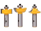 Yonico 12319 ガラス扉ルータービットセット(3ビット) ラウンドオーバービーズ 0.5インチ(1.27センチメートル)シャンク付き
