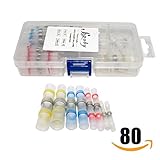 80Pcs Solder Seal Heat Shrink Electrical Wire Connectors Kit, Sopoby Butt insulated Terminals(30Red 