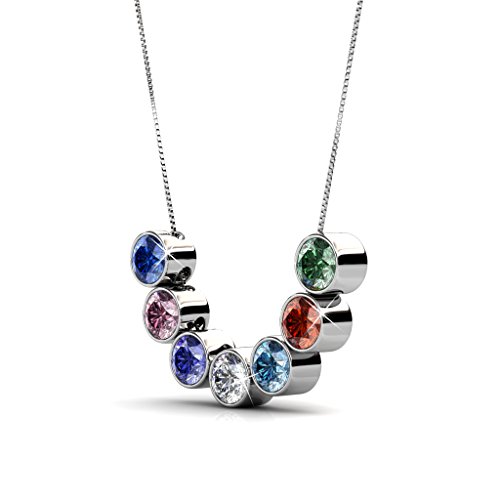 R-timer (アールタイマー)スワロフスキー エレメント使用 ネックレス レディース 18Kホワイトゴールドメッキネックレス 7色 ボックス付き