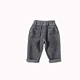 ALLAIBB ベビー パンツ コーデュロイ 女の子 男の子 キッズ ロングパンツ 暖かい 肌着 無地 かわいい size 90 (グレー)