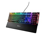 SteelSeries ゲーミングキーボード 青軸 有線 英語配列 有機ELディスプレイ搭載 Apex 7 US Blue Switch 64774 ブラック フルサイズ