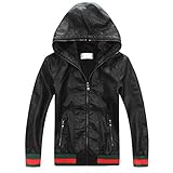LJYH Boys ' Fauxレザーパーカージャケットwith Zips カラー: ブラック
