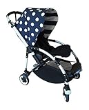 emaSema Navy Polka Dot Striped Inside Replacement Hood for Bugaboo Stroller, Bee Plus/ Bee3 by emaSe