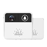 WYMLKUD ワイヤレスビデオドアベル、 スマートホーム インターコムのドアベル、 携帯電話のリモート 監視カメラ、 レシーバ+トランスミッタ（バッテリが必要）、 防水、 プラスチック材料、 ホワイ