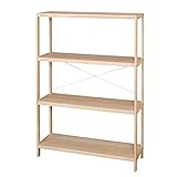 ドウシシャ オープンシェルフ ナチュラル 幅90cm 天然木 無塗装 パインラック 4段 WR9012-4