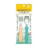 【お徳用 3 セット】 エジソンのフォーク&スプーン パステル(オレンジ・グリーン)×3セット