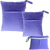 Damero ウェットバック(防水バッグ) 3点セット 可愛い オムツ・おしりふき・着替え・タオル・水着・お風呂用品・食事セット入れ マルチ収納 お出かけ 温泉 スポーツ 大活躍（紫）