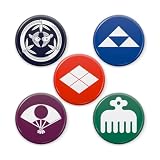 【戦国武将 家紋缶バッジ】文月 家紋 缶バッジ 5個セット （戦国武将2） 25mm【竹に雀】【武田菱】【北条鱗】【今川赤鳥】【日の丸扇】