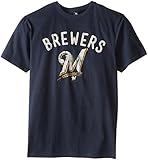MLB Milwaukee Brewers画面印刷ショートスリーブTシャツ ブルー