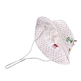 (よキーよ)Yokeeyoベビー用ハット 紐付き　薄地 フィッシャーマンハット　つば広 水玉プリント 盆帽 赤ちゃんキャップ アウトドアハット 男女児　紫外線 UVカット 日よけ止め 日焼け防止