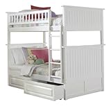 Nantucket Bunk Bed with 2 Raised Panel Bed Drawers, Twin Over Twin, White [並行輸入品]