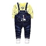 (ベビーゴー)babygo キッズ ベビー セットアップ 長袖シャツ＆サロペット ベビー ロンパース 長袖 イエロー 80