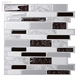 (10) - Tic Tac Tiles - Premium Anti-mould Peel and Stick Wall Tile in Polito Black & White (10 tiles)