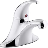 KOHLER K-15182-4RA-CP Coralais Single-Handle Centerset Bathroom Sink Faucet with Metal Pop-Up Drain 