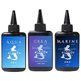 人魚の涙 レジン液 UV-LED対応 低粘度 AQUA 100g 中粘度 CREA 高粘度 MARINE 100g 大容量 うる艶 SNSで話題沸騰 ハード レジン (低粘度＆中粘度＆高粘度「使い分け3本セット」)