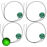 Lezalic 極小 LED リード線 2本 磁気スイッチ 電飾 4個セット 点灯 点滅 ボタン電池 (CR927対応) プラモデル フィギュア ジオラマ ライト (グリーン 2)