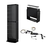 【福袋】【地球家具】フィギュアラック「レギュラー」新シリーズセット 幅55cm 奥行19cm 【正規品】[鍵付きコレクションケース] [耐震]（開き戸 ハイタイプ本体+上置きロータイプ+LED） ブラック