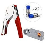 Pasow Universal Compression Tool Stripper RG6 RCA BNC F Connector Cable Coax Crimper Fitting - red [