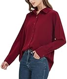[SPRING SEAON] シャツ ブラウス レディース とろみワイシャツ オフィス ノーアイロン ゆったり 大きいサイズ 長袖 カジュアル ファッション 通勤 日常 高通気性 ワインレッド 3L