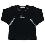 日本製 乳児 ギンガムチェック使 長袖Tシャツ ブラック 80cm