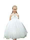 JSファッション チュールチュチュ プリンセスドレス 130-140サイズ ホワイト [並行輸入品]