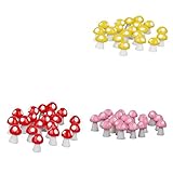Fityle 盆栽　ガーデン　樹脂　キノコ　60個/40個入り　多色　ミニチュア　ドールハウス　装飾用　 - 60個：黄＆赤＆ピンク