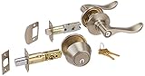 Schlage JC60V SEV 619 Security Set Single Cylinder Deadbolt and J54 Keyed Entry Seville Lever, Satin