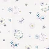 Brewster 443-90536 Love Child Aqua Peace And Love Wallpaper, Aqua by Brewster