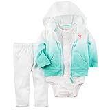 カーターズ（Carter's）女の子用白xミントグラデーションフラミンゴフード付きジャケットxコーデパンツお出かけ用上下3点セット (24months(83-88cm)) [並行輸入品]