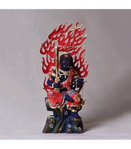 Amazon｜dsdsad 木彫りの仏像 不動明王座像－28cm （木製：桧木 金泥